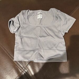 Wild Fable Light Gray Ribbed Crop Top